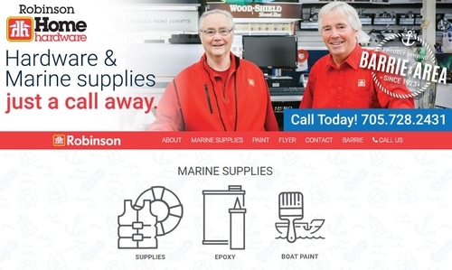 In 2017, a new website was created for Robinson Home Hardware that maintained the integrity of their dealer franchise while reinforcing their marine supply service.