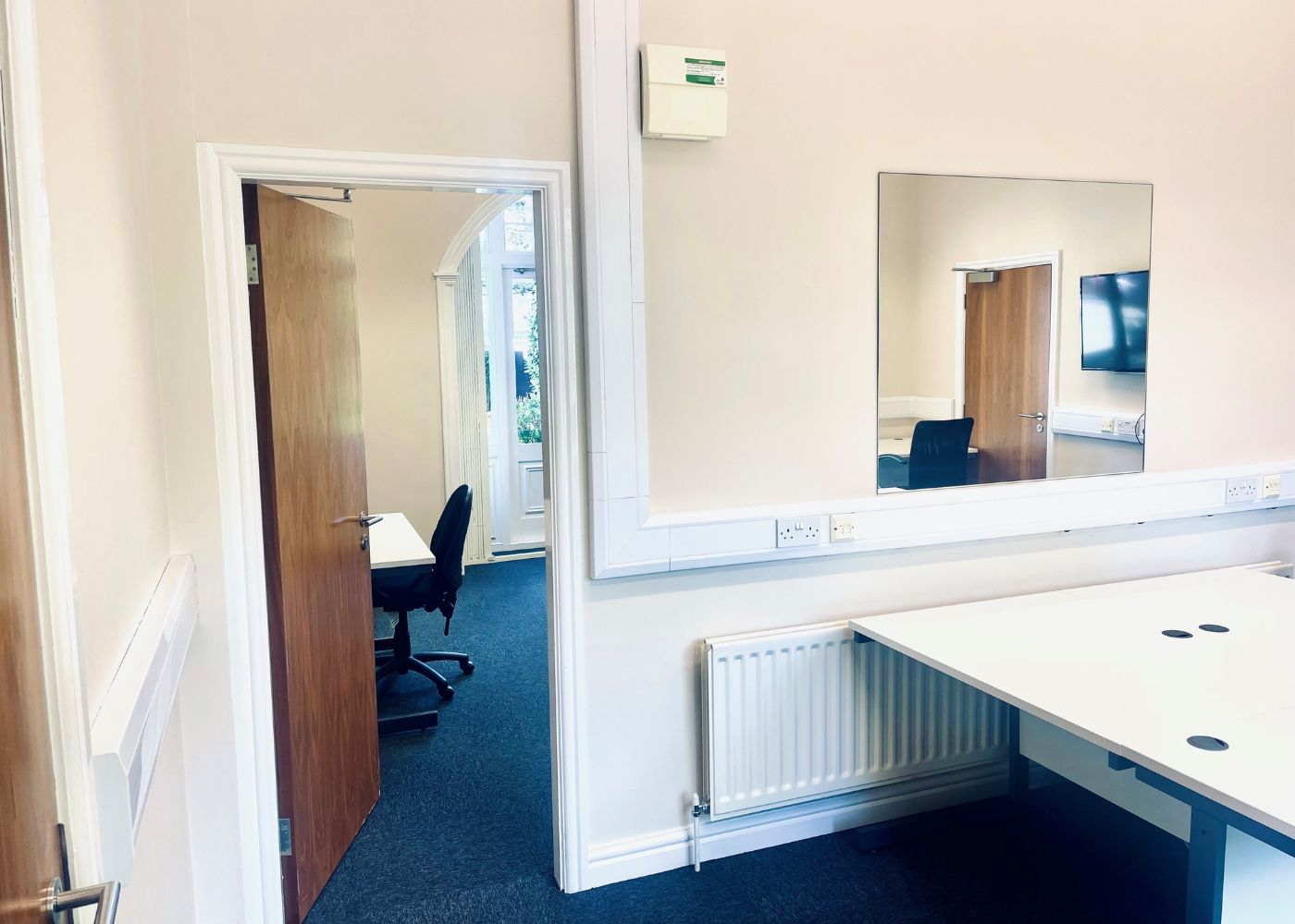 Stanford suite office looking through a doorway