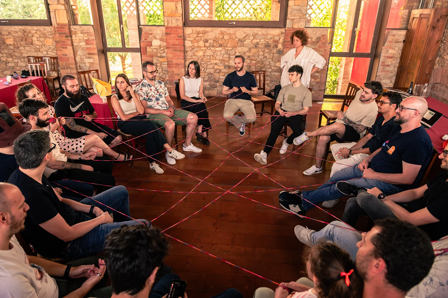 group of colleagues at a team building
