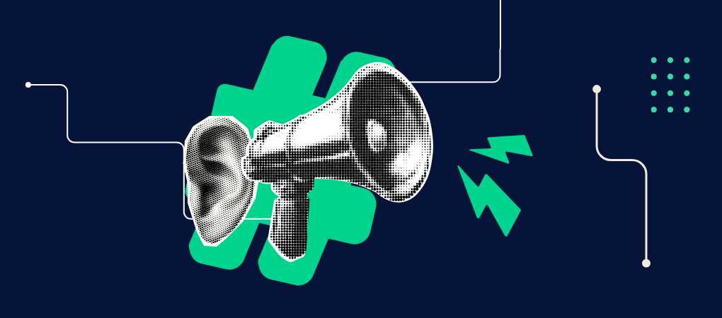Brandwatch social listening dashboard showing sentiment analysis and trending topics.