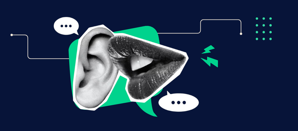 Illustration of social media chat bubbles with customer icons representing authentic conversations.