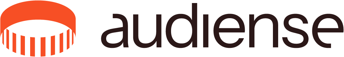 Audiense logo in black with a period symbol