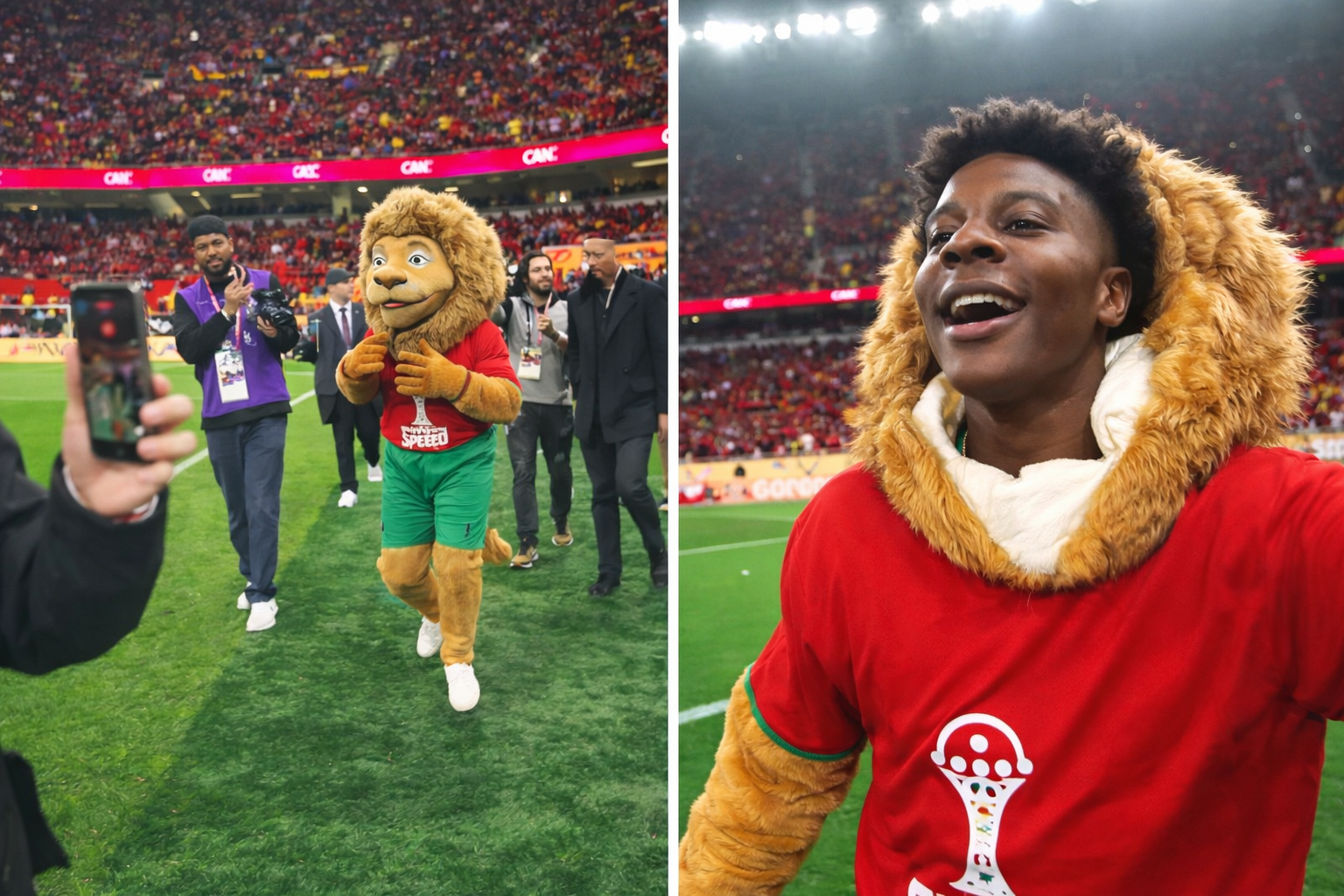 Speed déguisé en lion au Maroc : « Je suis un lion marocain » devant des milliers de supporters