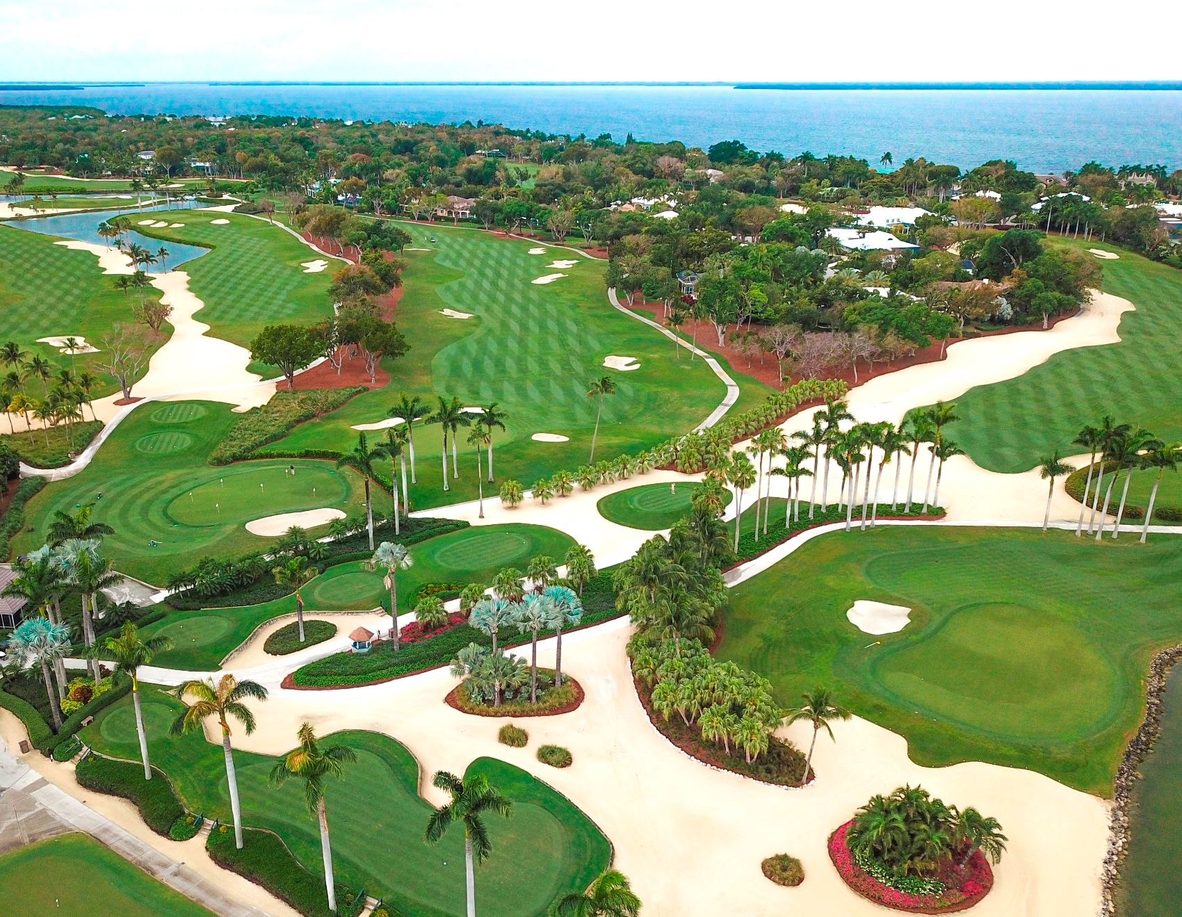 Aerial view of the Ocean Reef Club golf course and shoreline