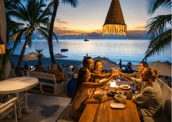 Sunset dinner on the beach