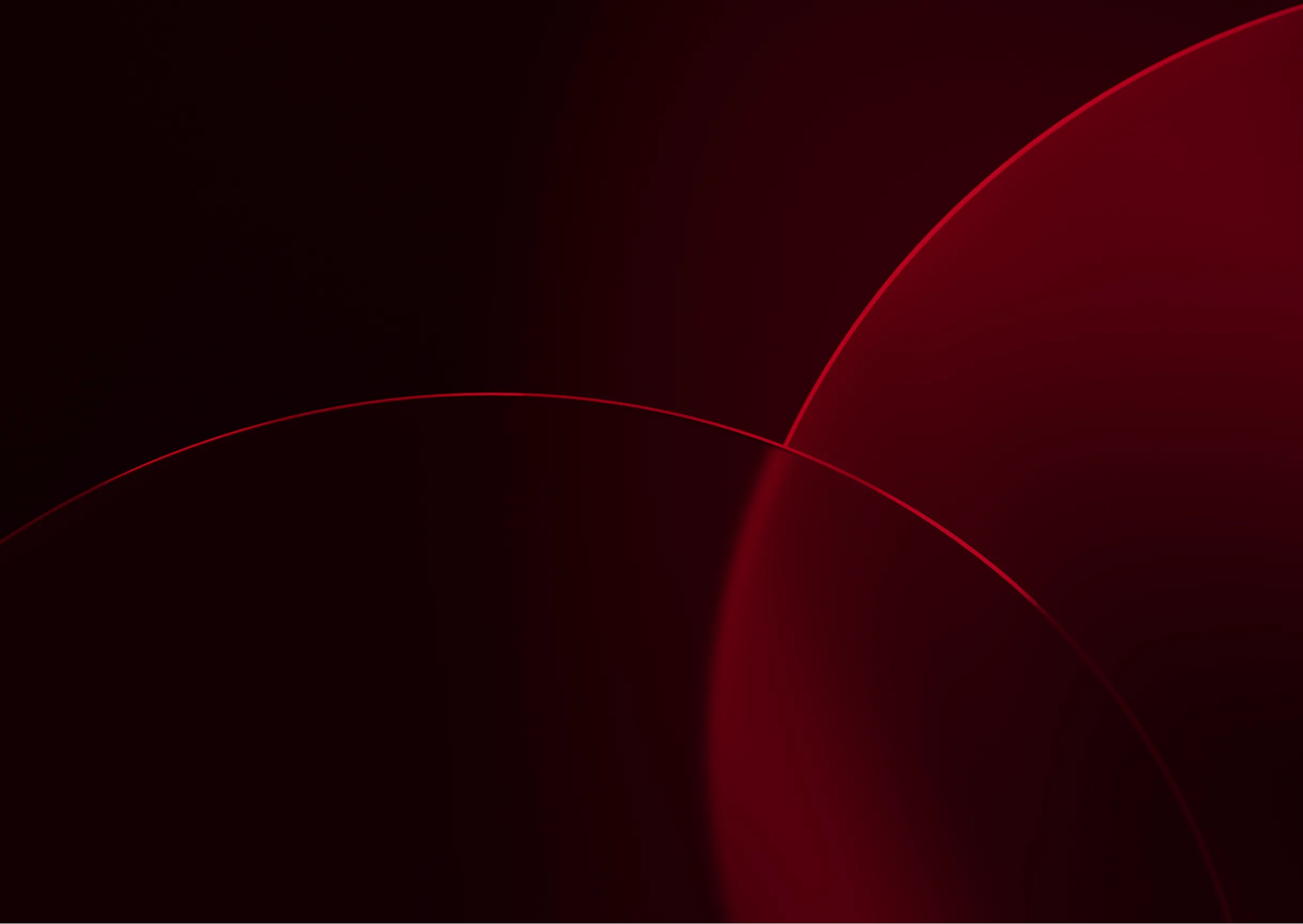 Dark abstract background featuring overlapping translucent red spheres with glowing edges.