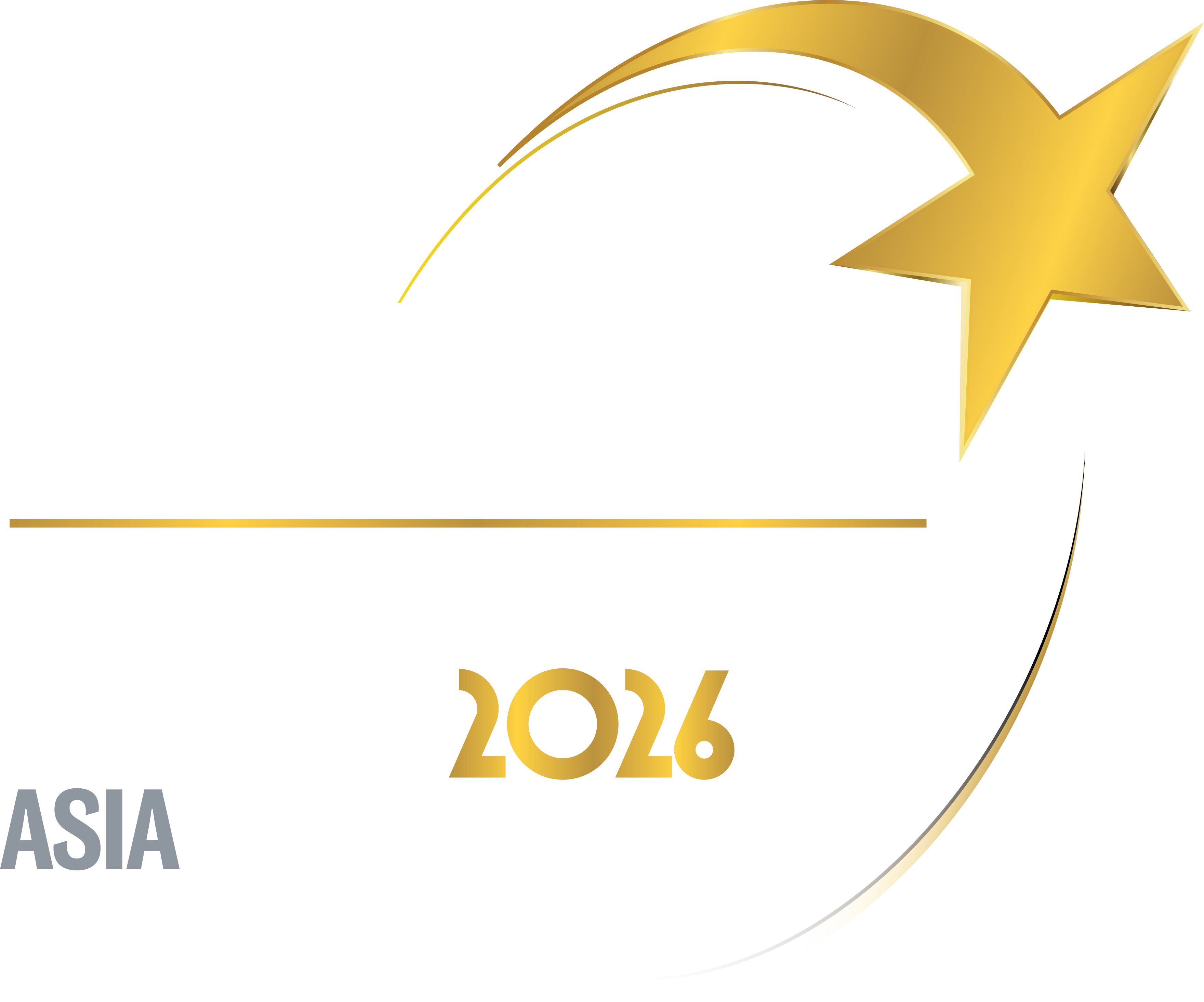 Euromoney Private Banking Awards 2026 Asia Best Independent Wealth Manager logo with a gold star and swoosh design.