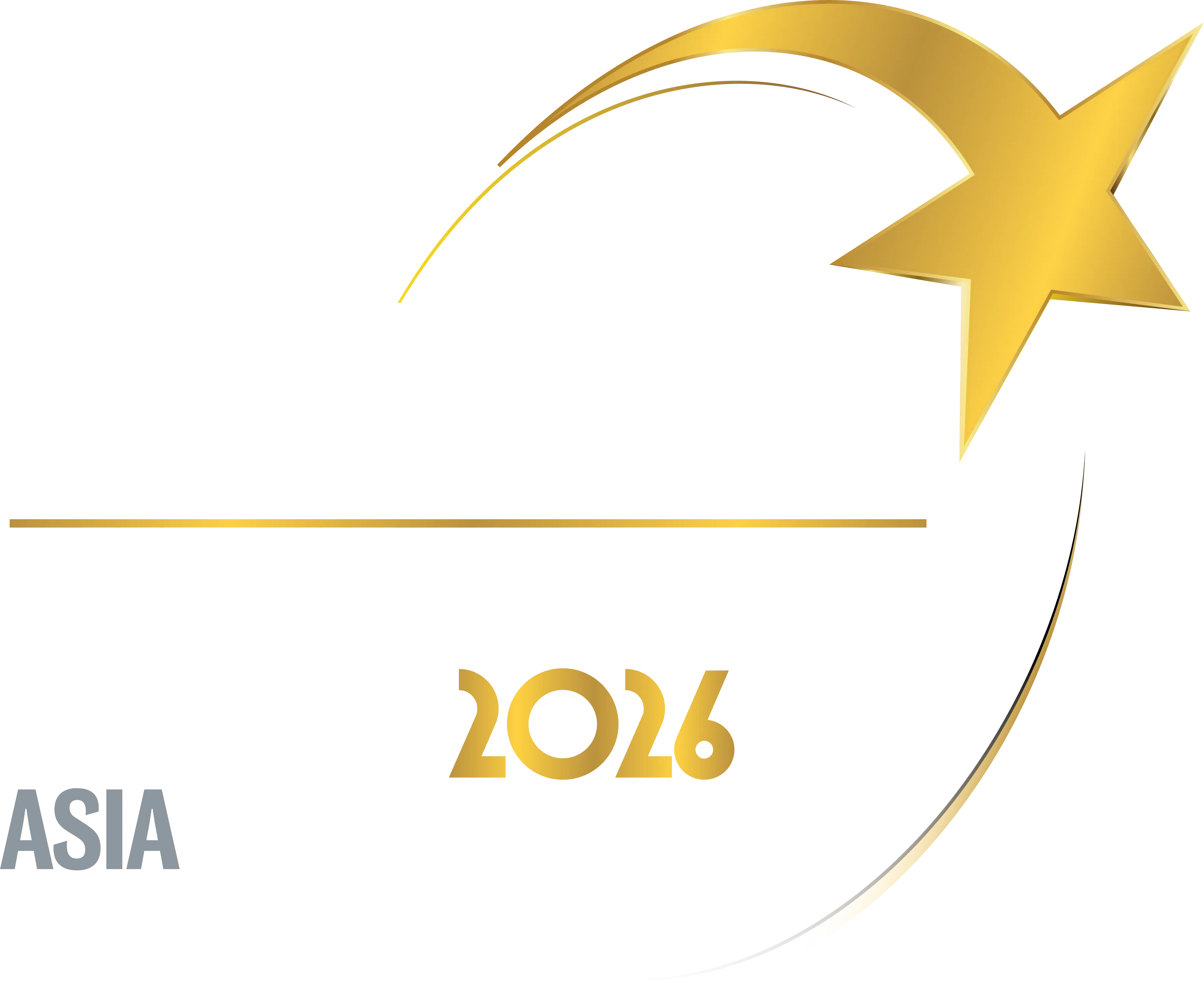Euromoney Private Banking Awards 2026 Asia Best Independent Wealth Manager logo with a gold star and swoosh design.
