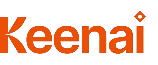 Keenai wordmark in bold orange letters with a diamond shape dotting the i