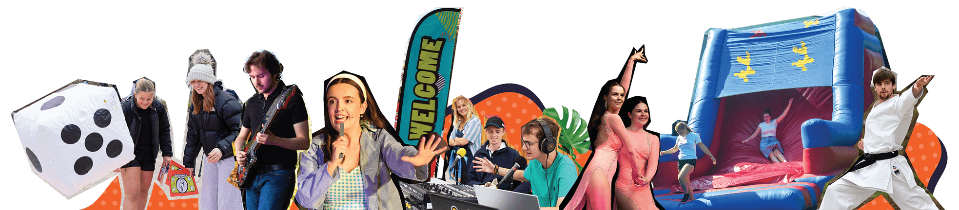 an image mash up of students having fun during the welcome week event