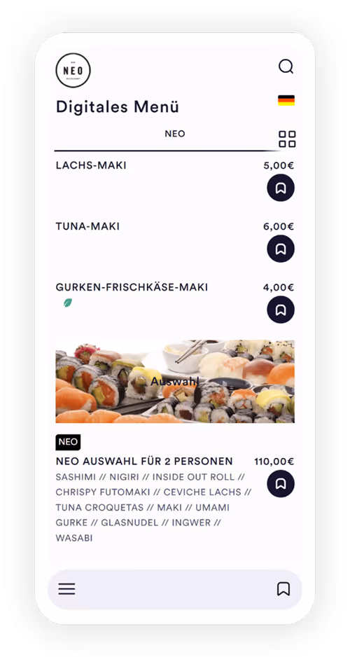 Neo heidelberg menü