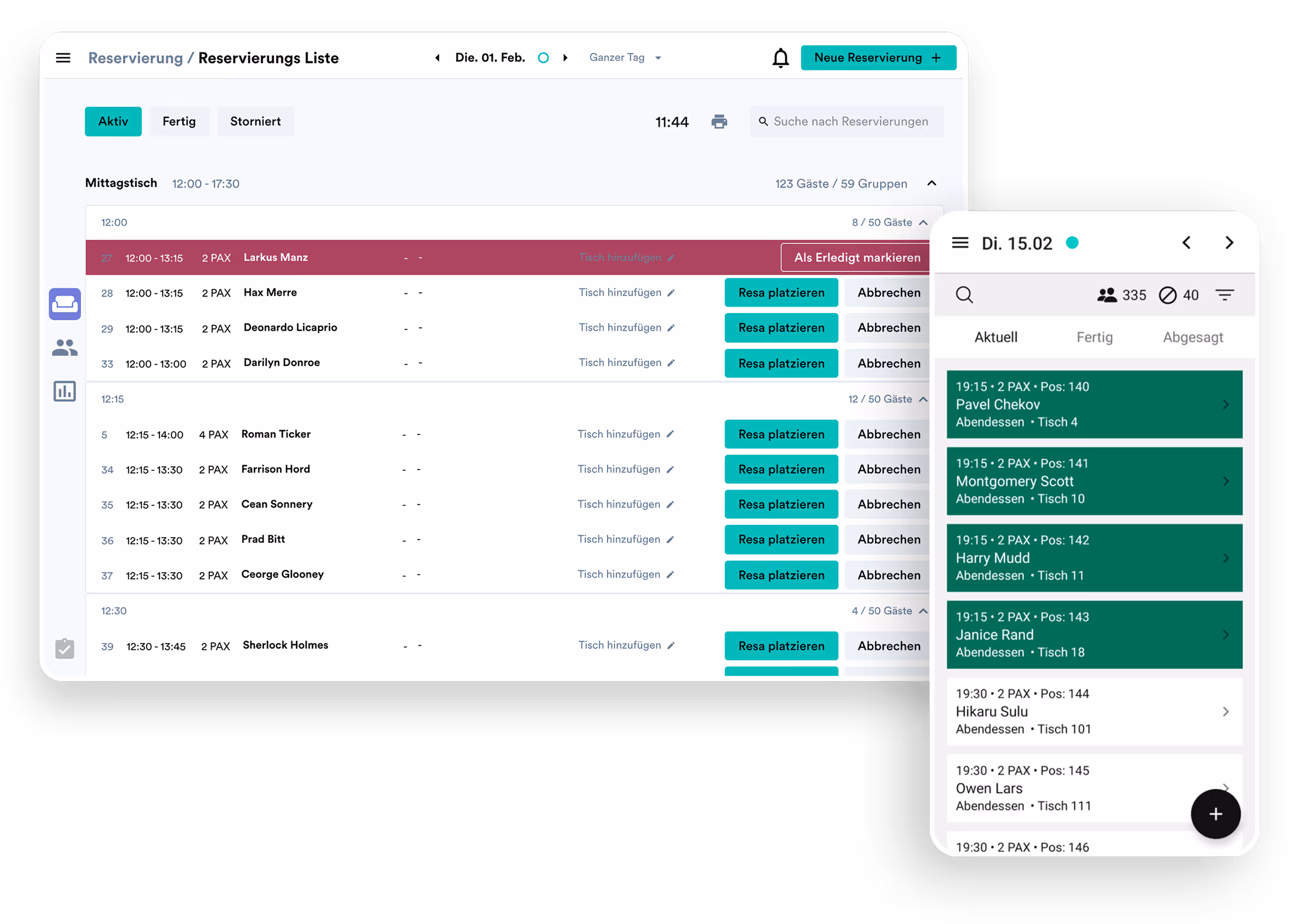 Digitales Reservierungsbuch für Restaurants