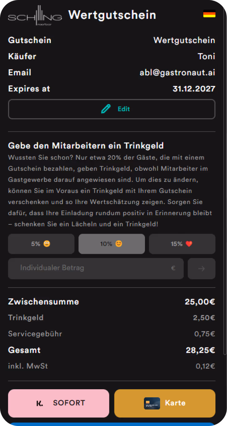 Wertgutscheine Gastronaut | digitale Lösungen für die Gastronomie