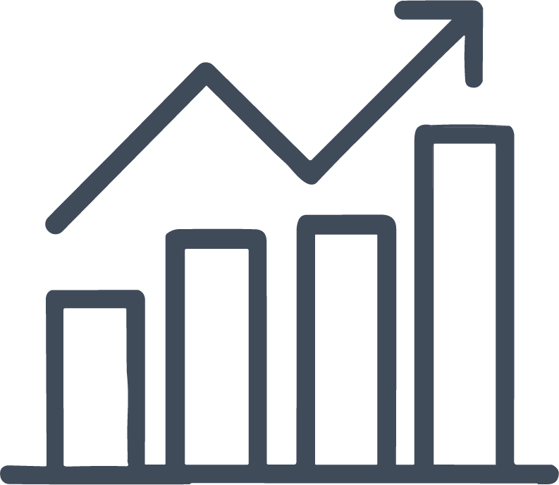 data icon (bar chart with line pointing up diagonally)