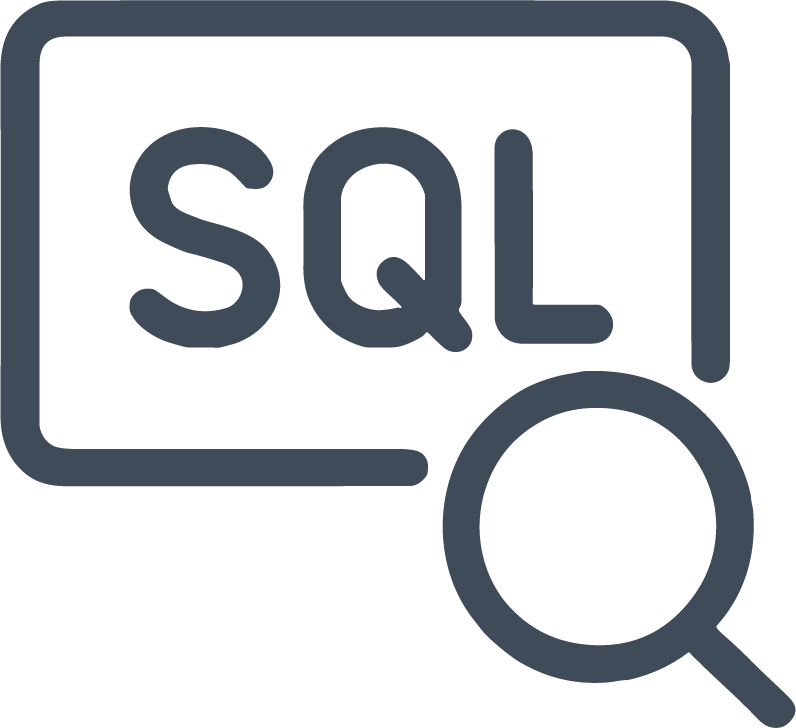 SQL icon (letters S-Q-L and a magnifying glass)
