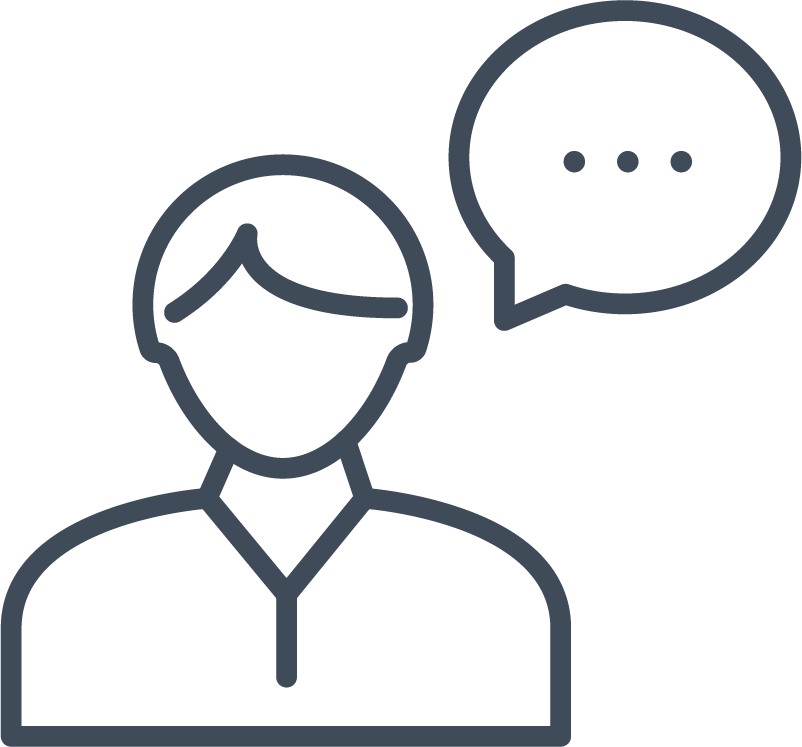 natural language icon (person with speech bubble)