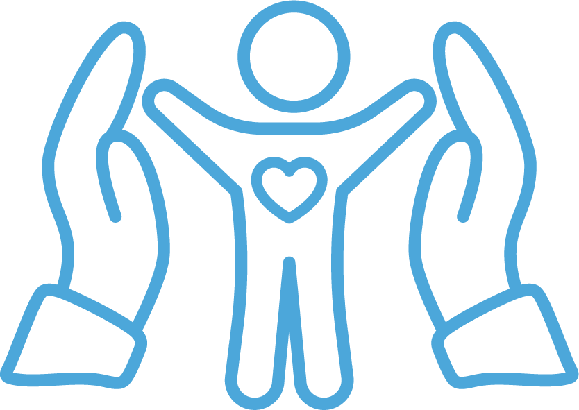 community icon (two hands with a child in the center)