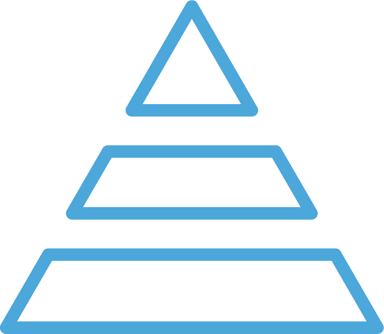 tiered instruction icon (three tiers in a pyramid)