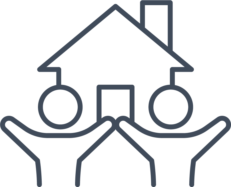 family icon (two people in front of a house)