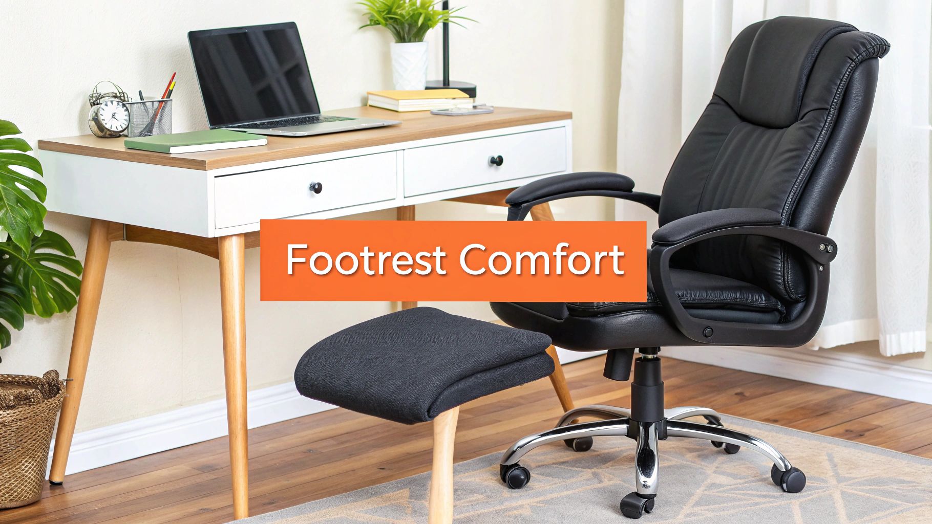 Ergonomic Office Chair with Footrest Guide