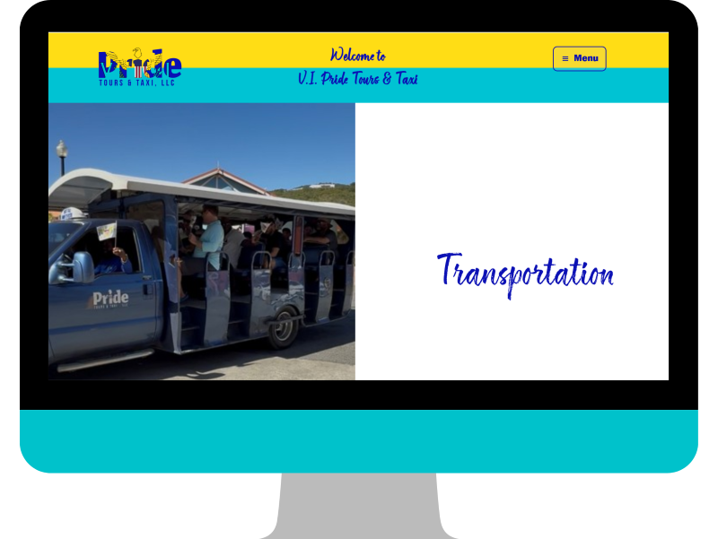A screenshot of VI Pride Tours and Taxi LLC - a website designed by Cutting Edge Solutions
