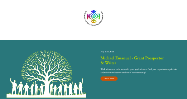 A screenshot of Securing Opportunity for Our Community - a website created by Cutting Edge Solutions