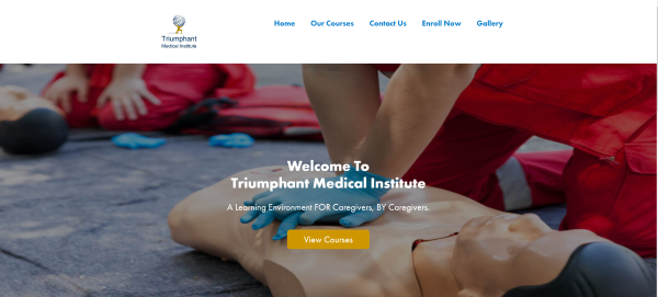 A screenshot of Triumphant Medical Institute - a website created by Cutting Edge Solutions