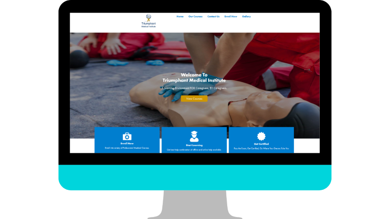 A screenshot of Triumphant Medical Institute - a website designed by Cutting Edge Solutions