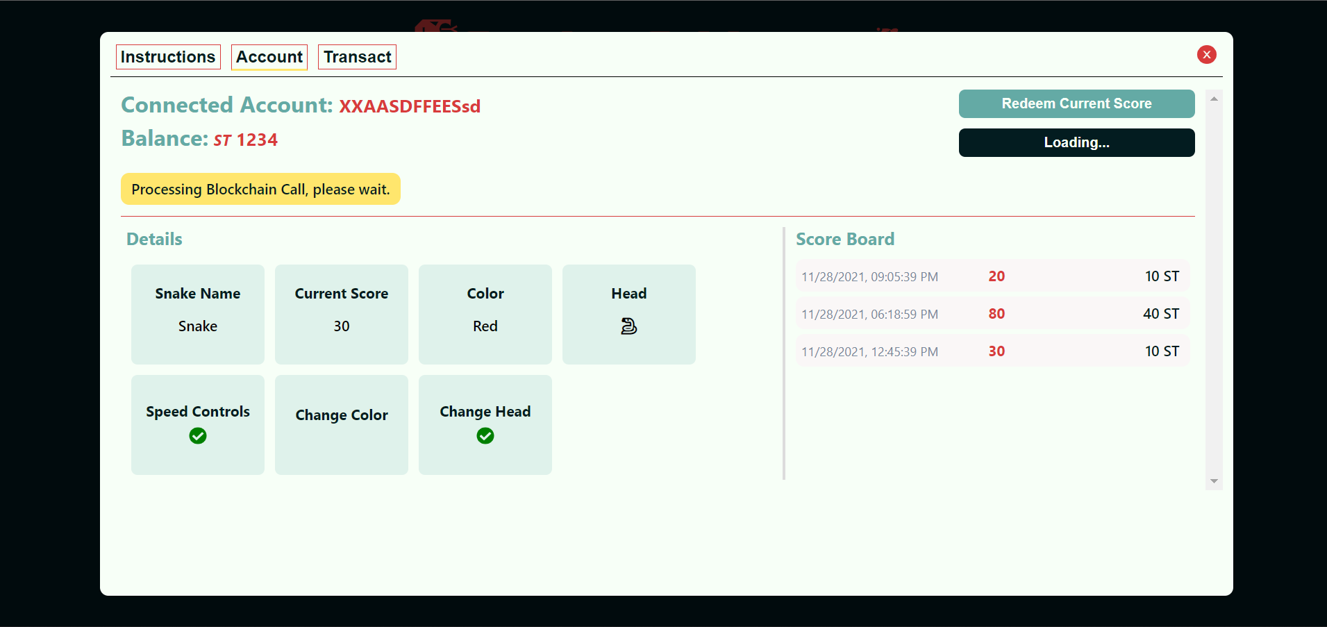 Account Tab