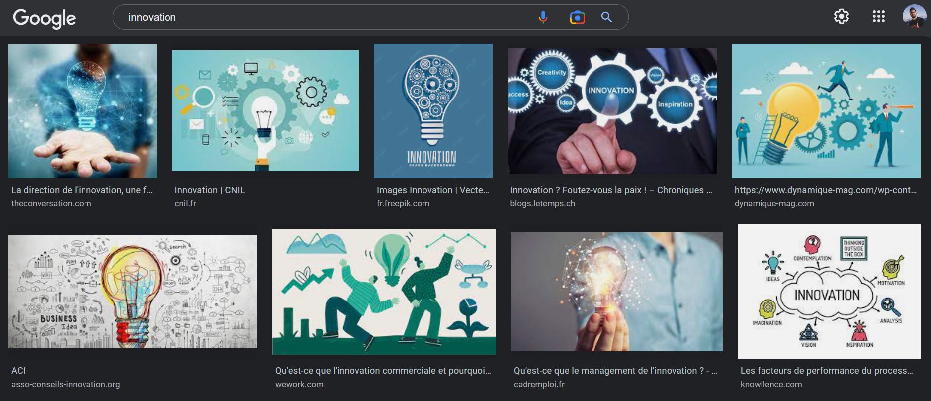 Image de Google Image sur la recherche de l'innovation - Panache