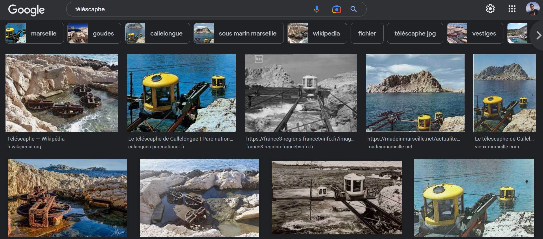 Image de la recherche "téléscaphe" sur Google Image - Panache  
