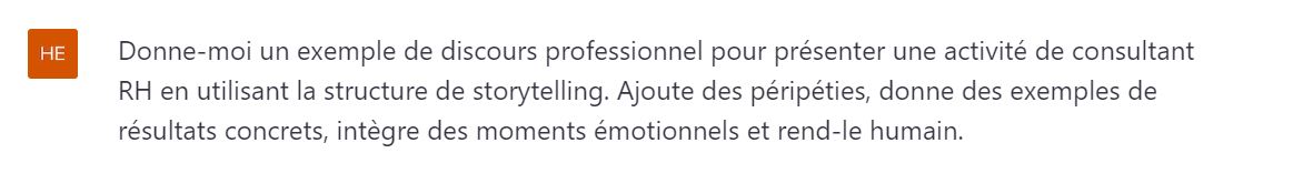Photo d'un prompt pour ChatGPT qui demande de créer un discours à sa place - Panache