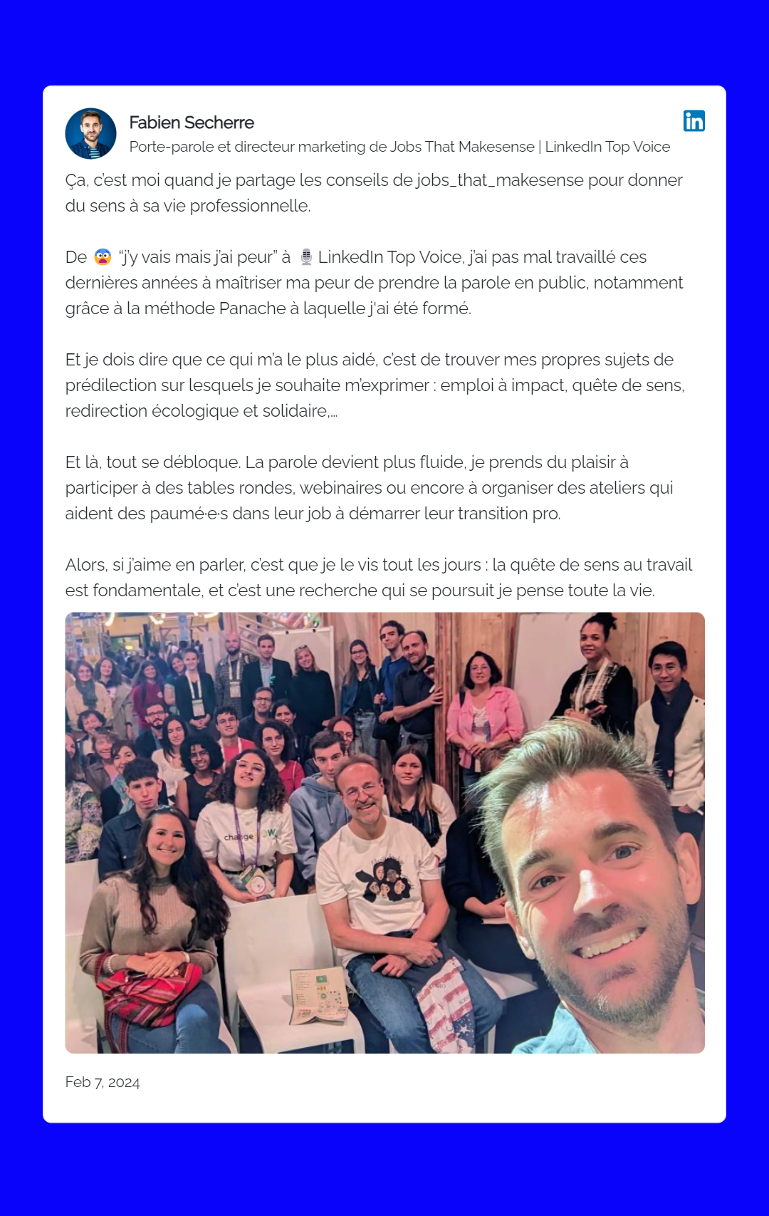 Témoignage de Fabien Secherre concernant sa formation en prise de parole 