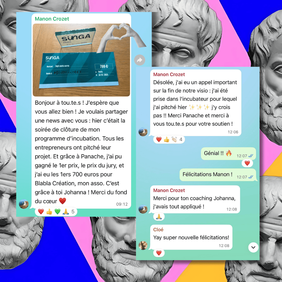 Capture des deux conversations de Manon lors de la prise de parole au service des enjeux de l'inclusion