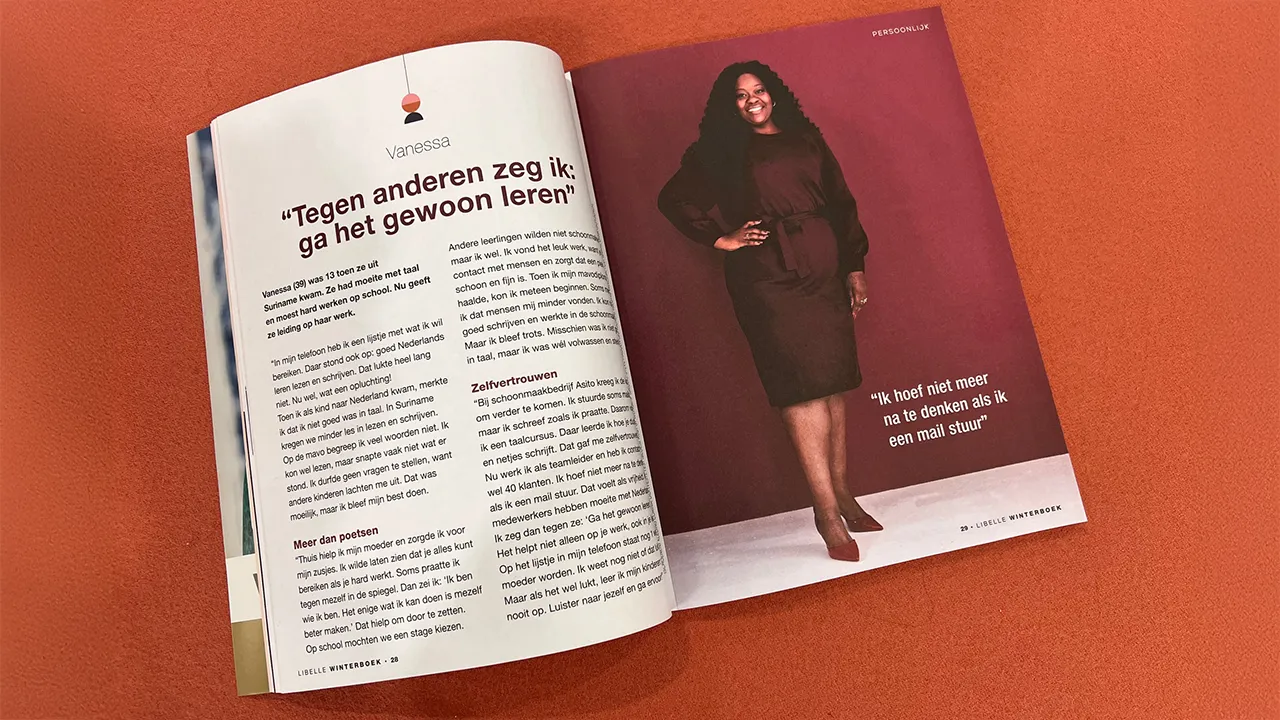 Asito-collega Vanessa inspireert met haar verhaal in het Libelle Winterboek 
