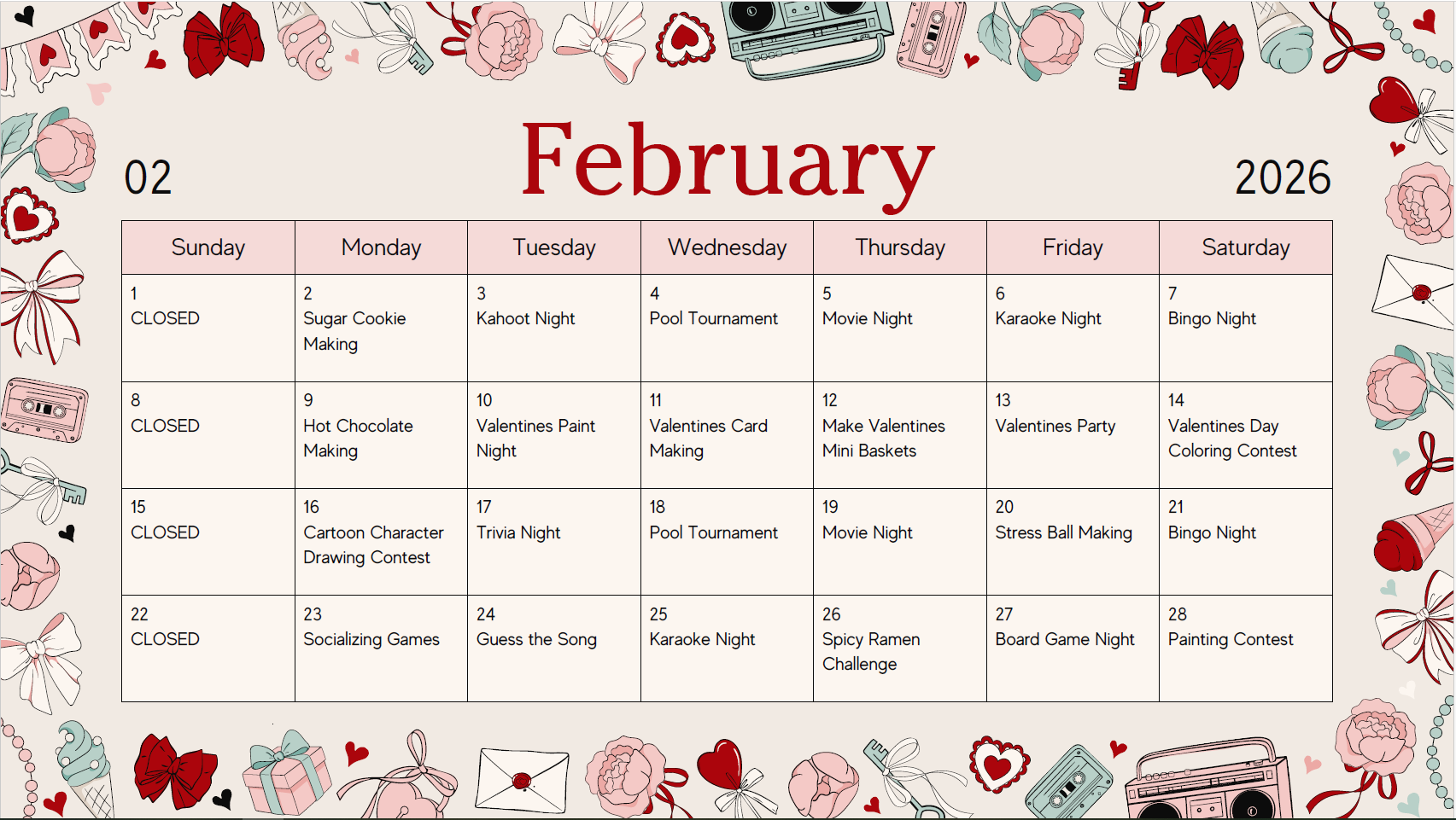 EGADZ Drop-In β February 2026 Calendar