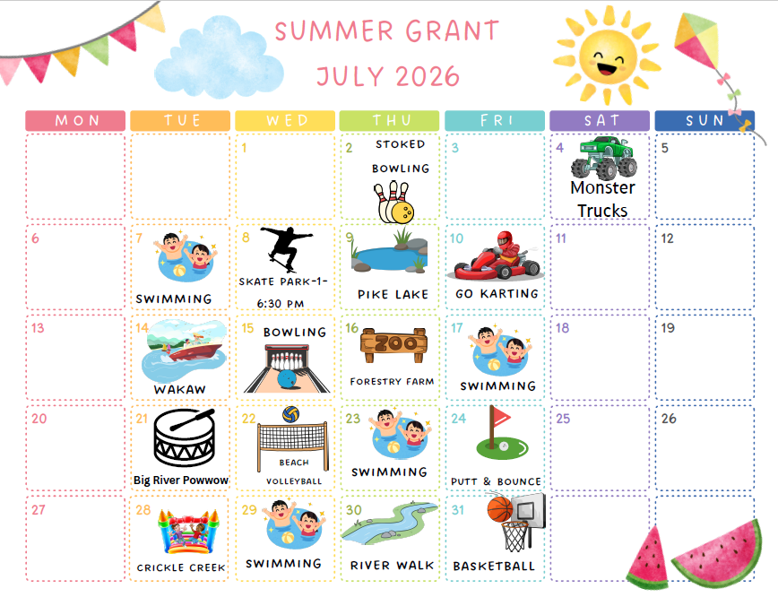 🌞 Summer Grant Program – July 2026 Schedule 🌞