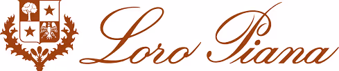 Loro Piana logo with heraldic crest in elegant brown script