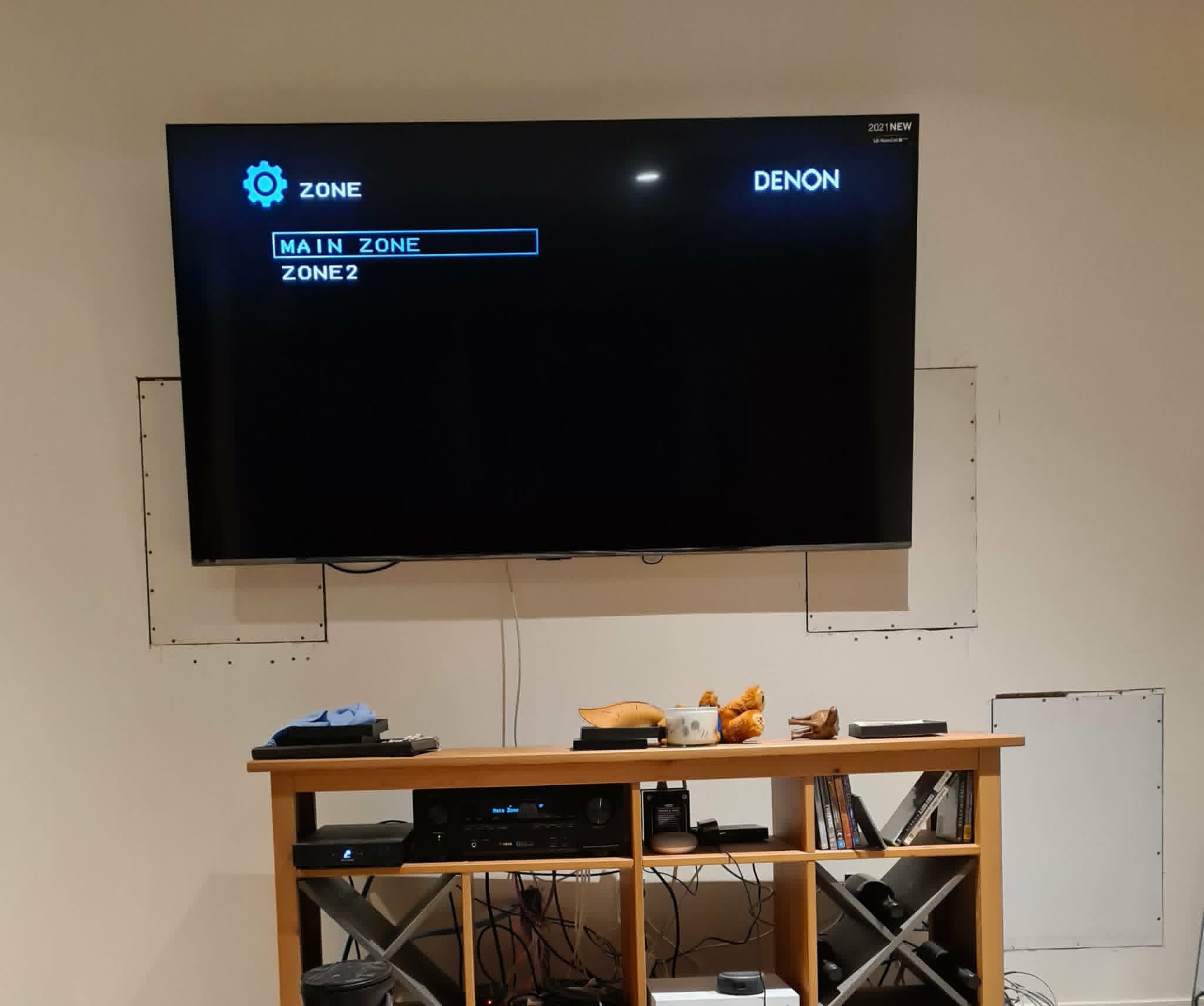 In-wall speakers and home theatre setup