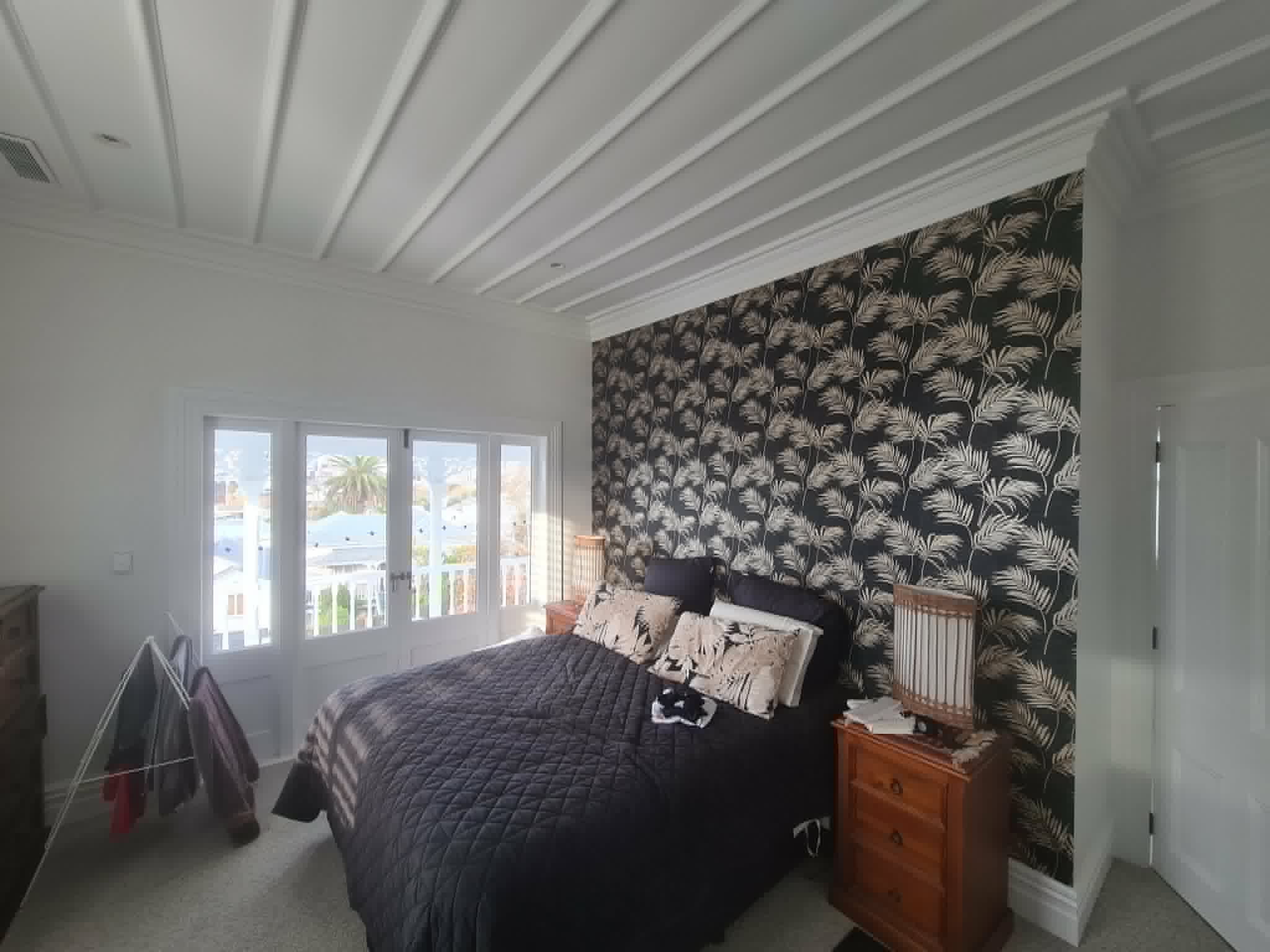 Residential bedroom recessed lighting installation