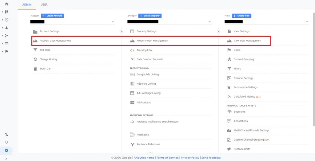 Google Analytics User Management Levels