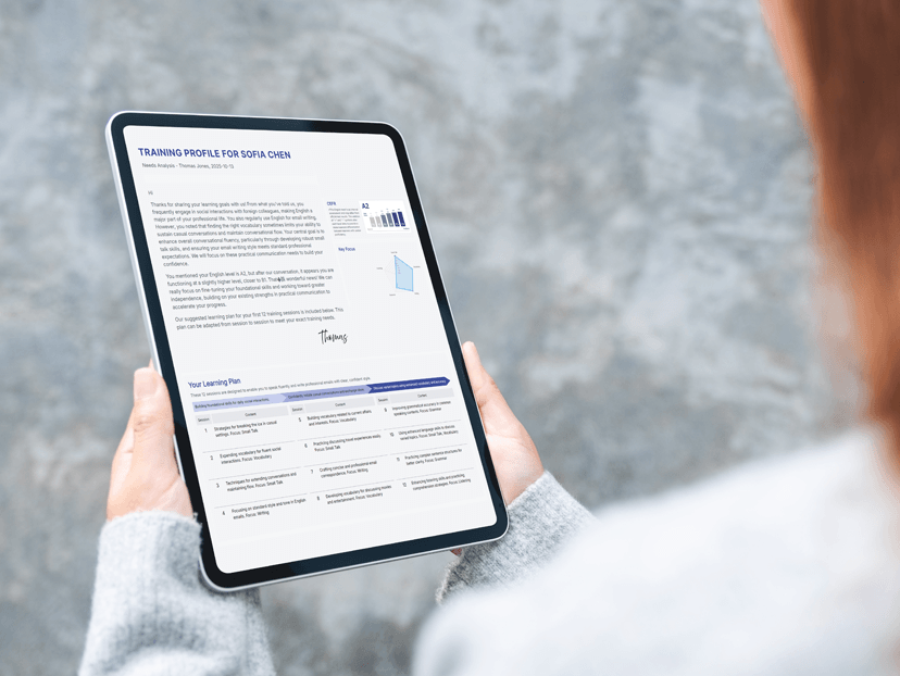 Personalized training profile on tablet