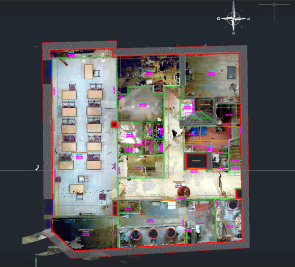 Superposition d’un plan 2D avec le nuage en phase de modélisation