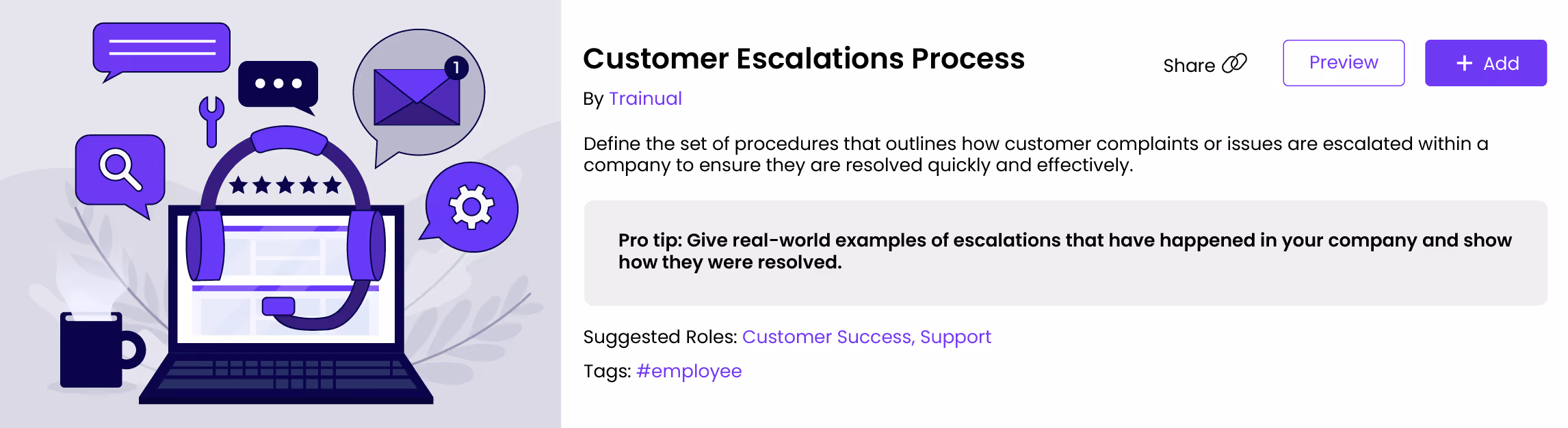 Customer Escalations Process template banner.