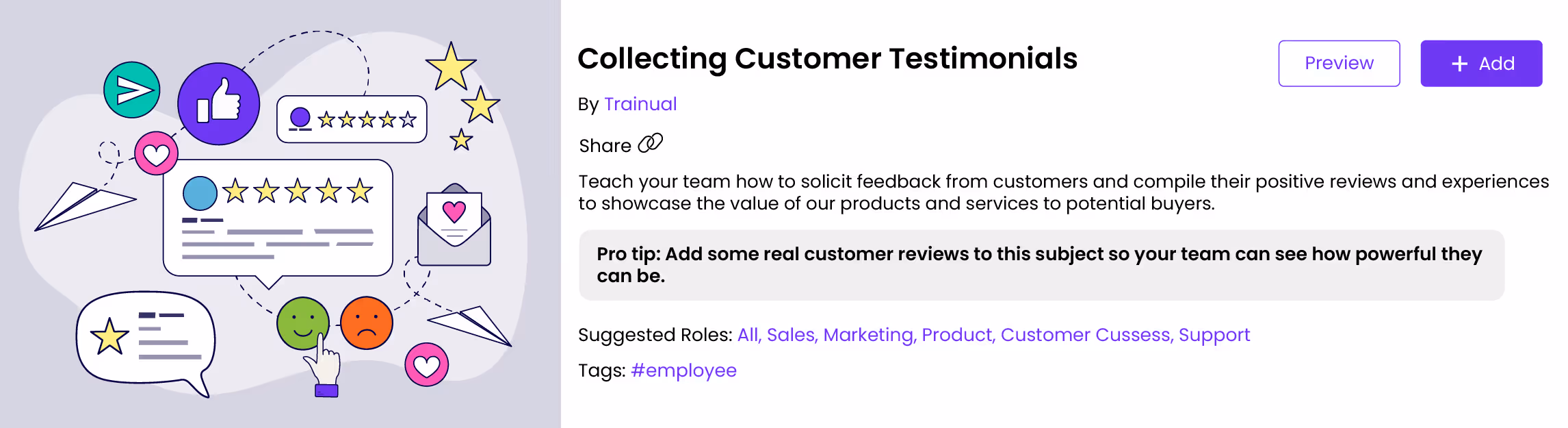 Collecting customer testimonials template