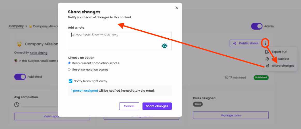 How to share changes in Trainual