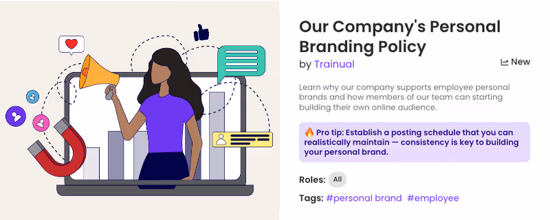 Trainual Personal Branding Policy template