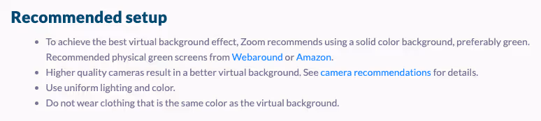 Recommended setup for Zoom