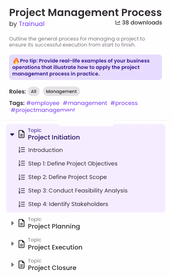 Project Management Process template