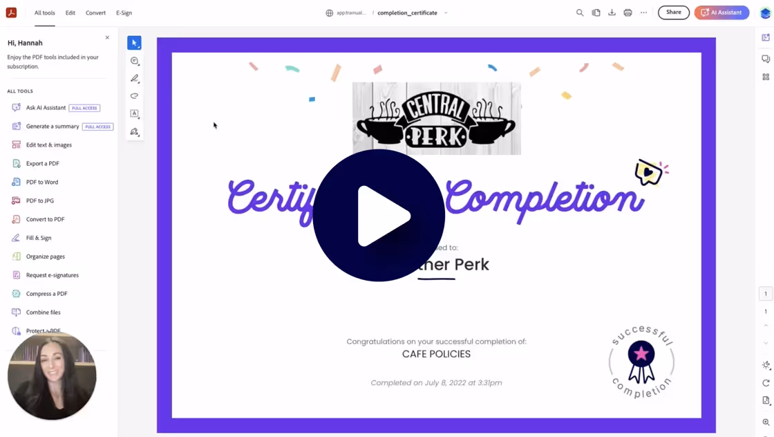 Trainual completion certificate example